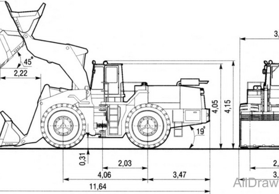 БелАЗ-7822 Фронтальный погрузчик чертежи (рисунки) грузовика